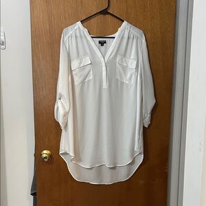 Torrid White V-Neck Blouse